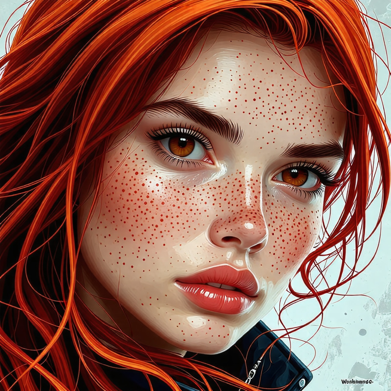 Vibrant Red-Haired Girl in Warhammer 40K Uniform Vibrant Red-Haired Girl in Warhammer 40K Uniform