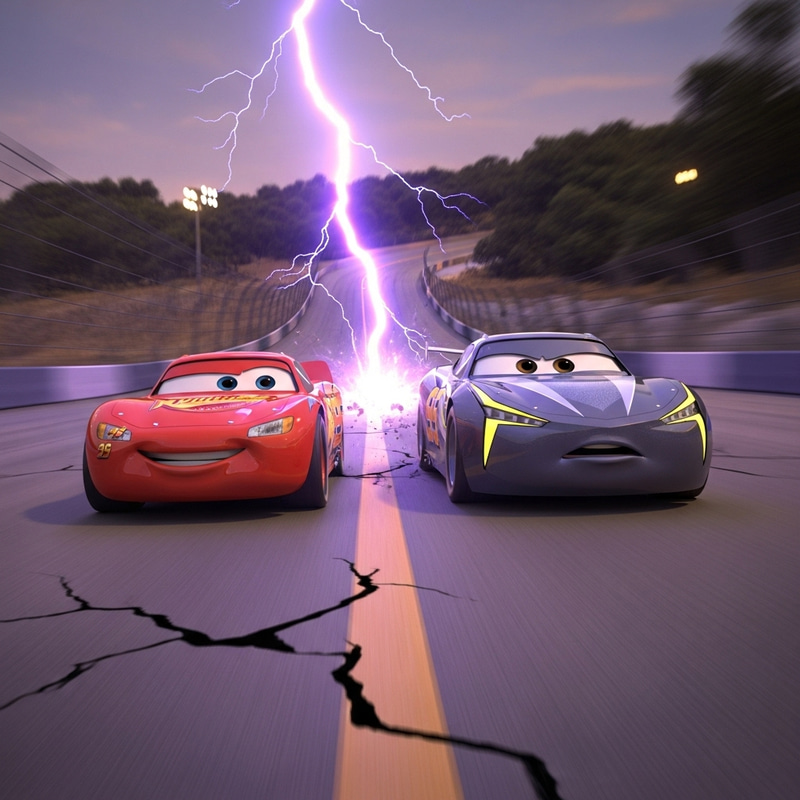 Lightning McQueen Races Past Jackson Storm Lightning McQueen Races Past Jackson Storm
