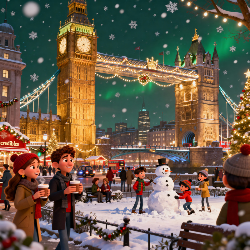 Pixar-Style London Christmas Animation