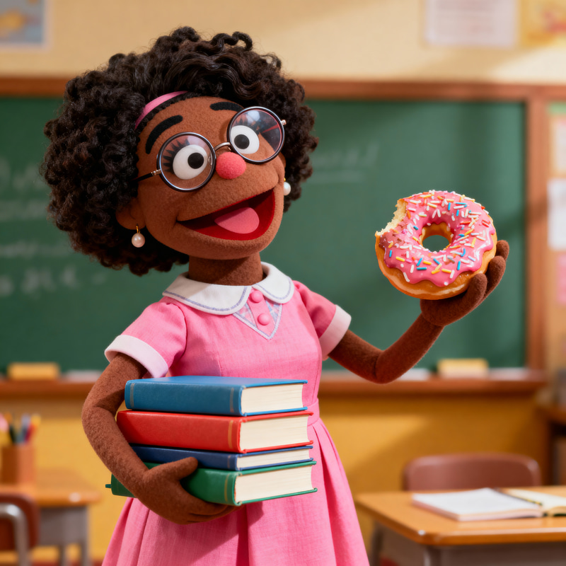 African American Sesame Street Teacher Character