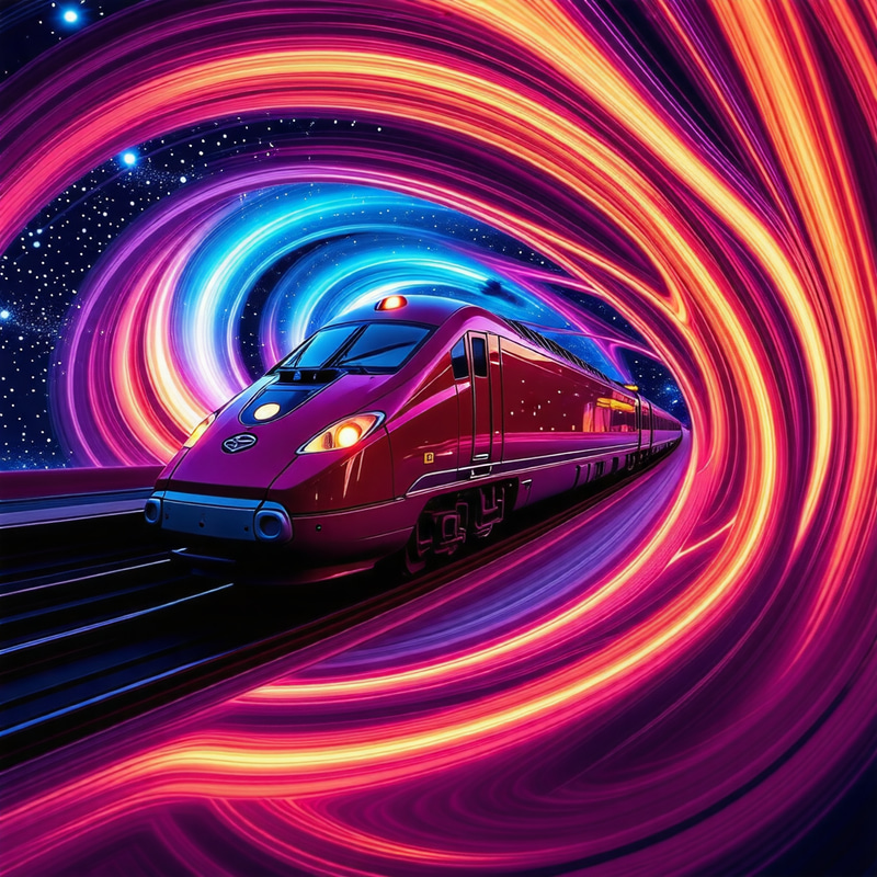 Dynamic Train in Cosmic Colors - Sci-Fi Artwork by 梵·高 Dynamic Train in Cosmic Colors - Sci-Fi Artwork by 梵·高