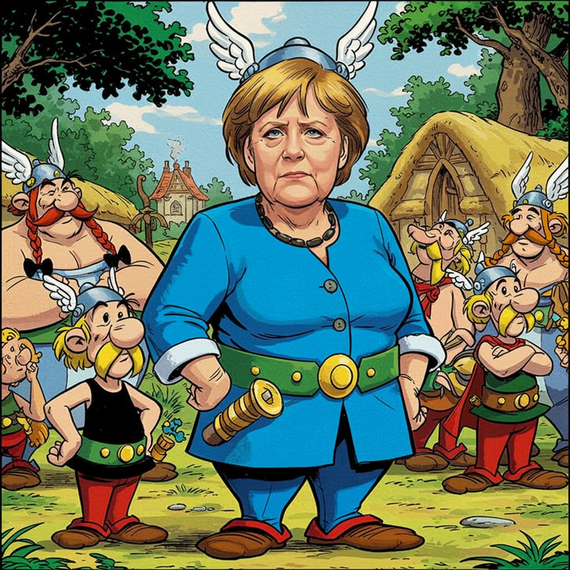 Angela Merkel as Asterix-style Chief
