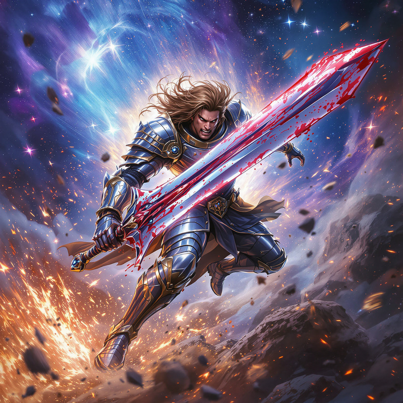 Epic Knight in Cosmic Fantasy Art Epic Knight in Cosmic Fantasy Art