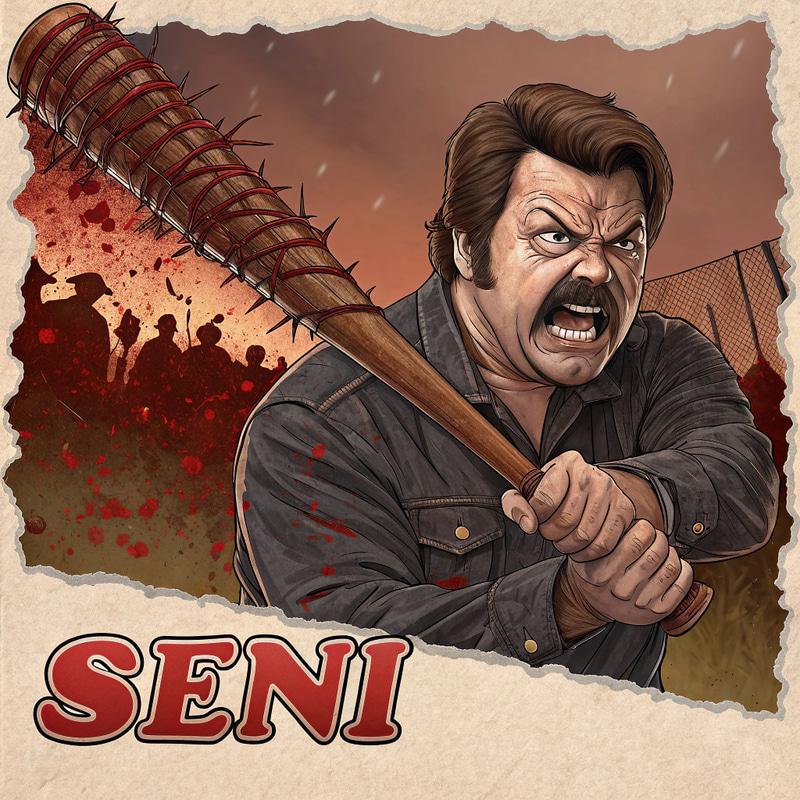 Furious Ron Swanson in Fantasy Horror Battle Scene Furious Ron Swanson in Fantasy Horror Battle Scene