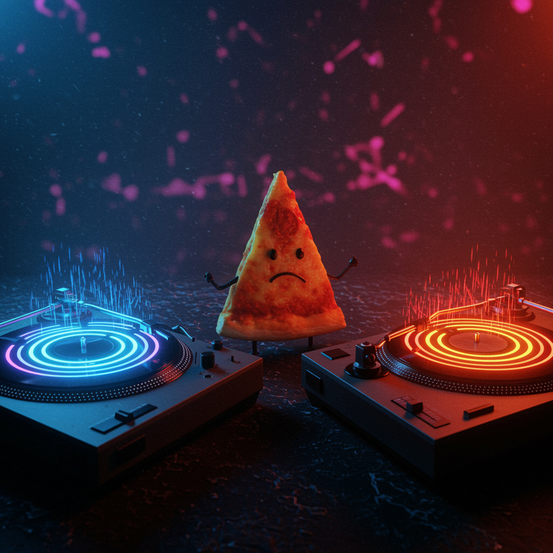 Pizza Slice vs. Turntables: An Unusual Showdown Pizza Slice vs. Turntables: An Unusual Showdown