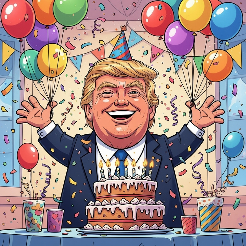 Donald Trump Birthday Party Cartoon