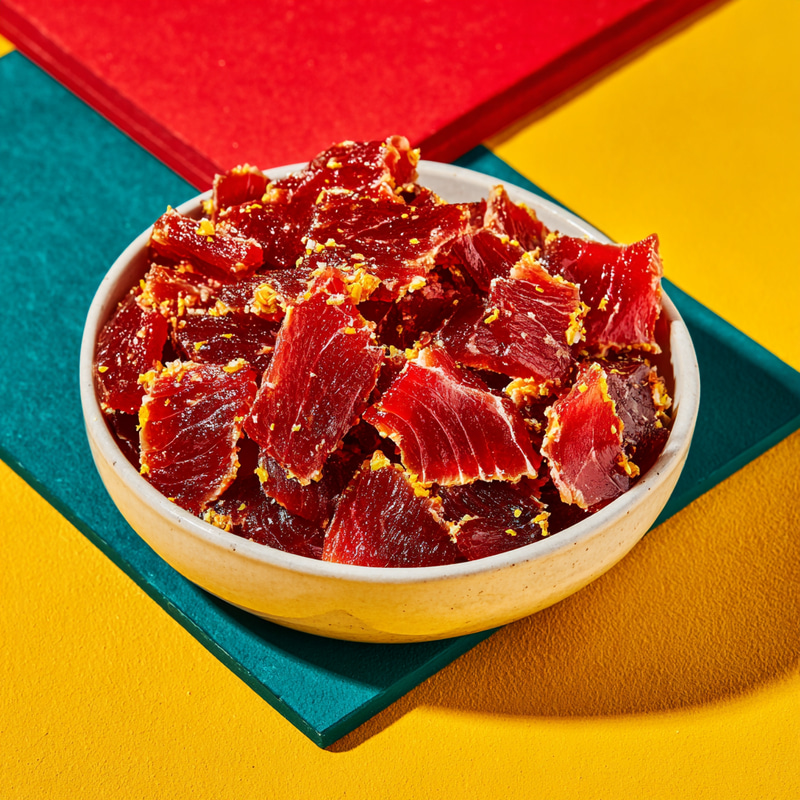 Vibrant Raw Tuna Flakes in Bold Colors Vibrant Raw Tuna Flakes in Bold Colors