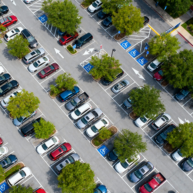 Intricately Designed Urban Parking Lot Overview