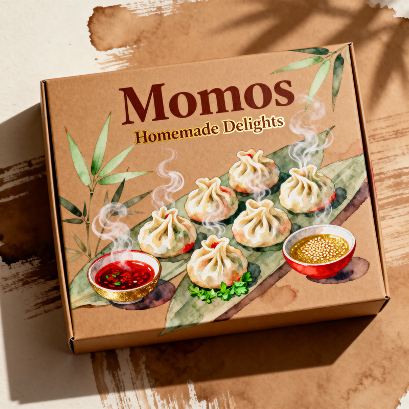 Elegant Momo Box Design with Asian Art Touch Elegant Momo Box Design with Asian Art Touch
