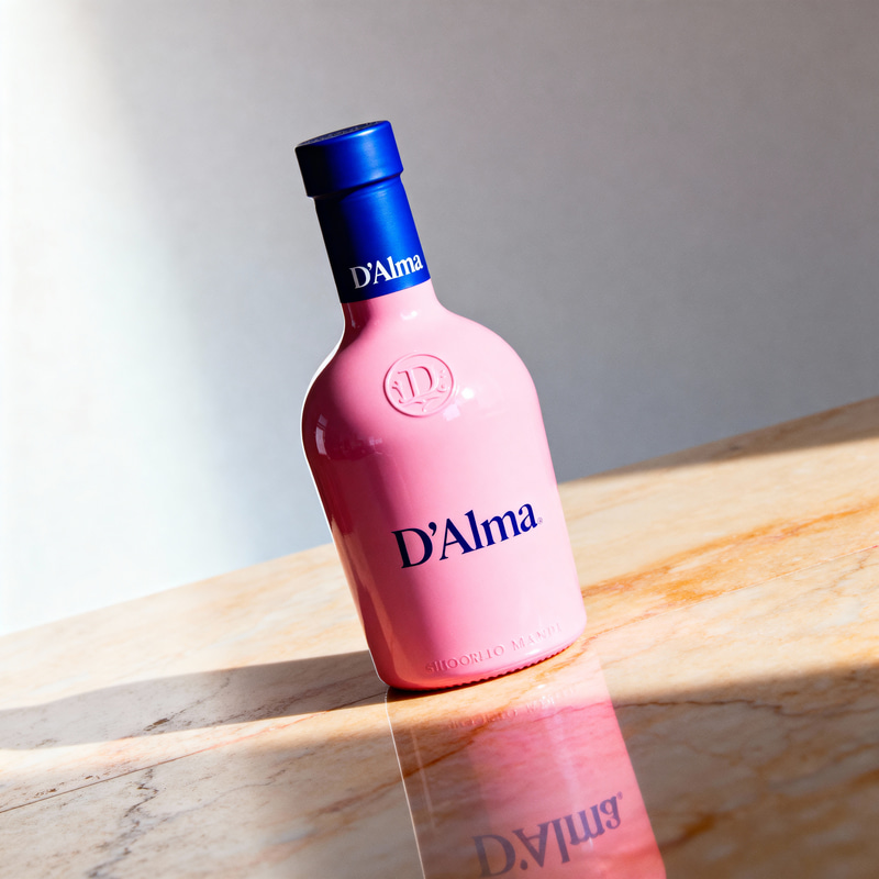 Elegant D’Alma Pink Bottle Still Life Photography