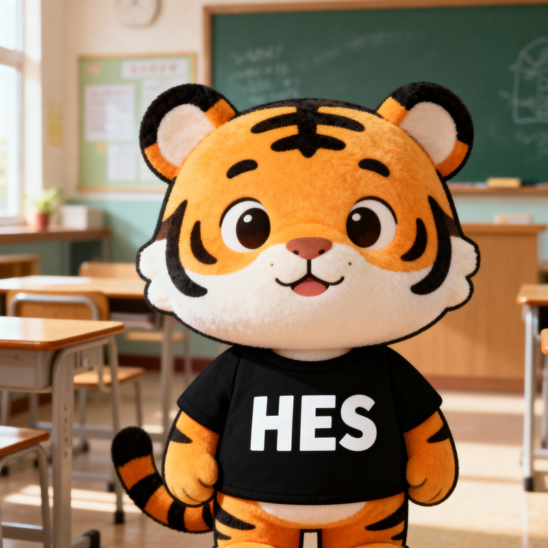 Cartoon Tiger in School: HES Black Shirt Cartoon Tiger in School: HES Black Shirt