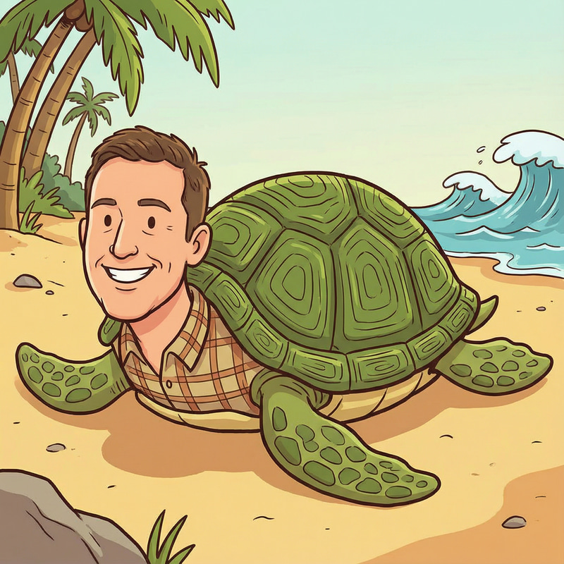 Cartoon Man with Turtle Body Illustration Cartoon Man with Turtle Body Illustration