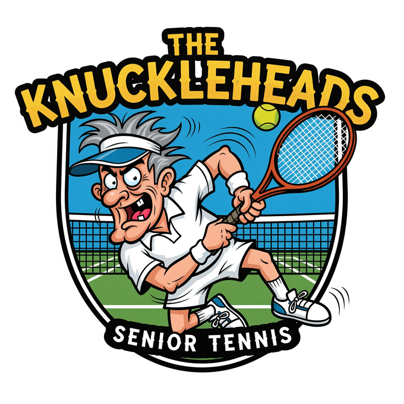 Knucklehead Senior Tennis Player Logo