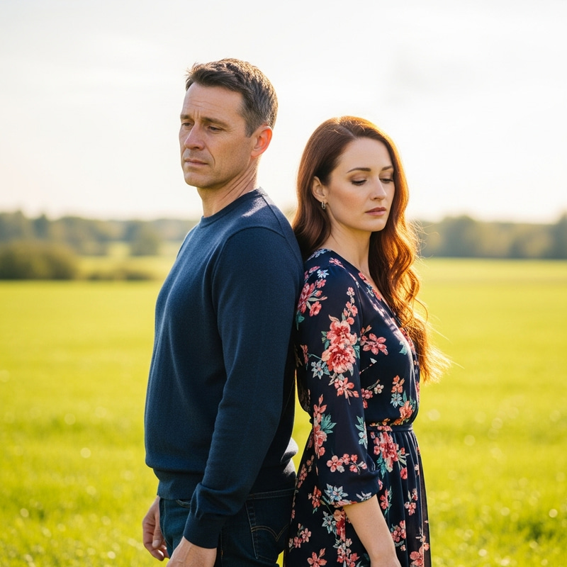 Sad Couple Turning Their Backs to Each Other