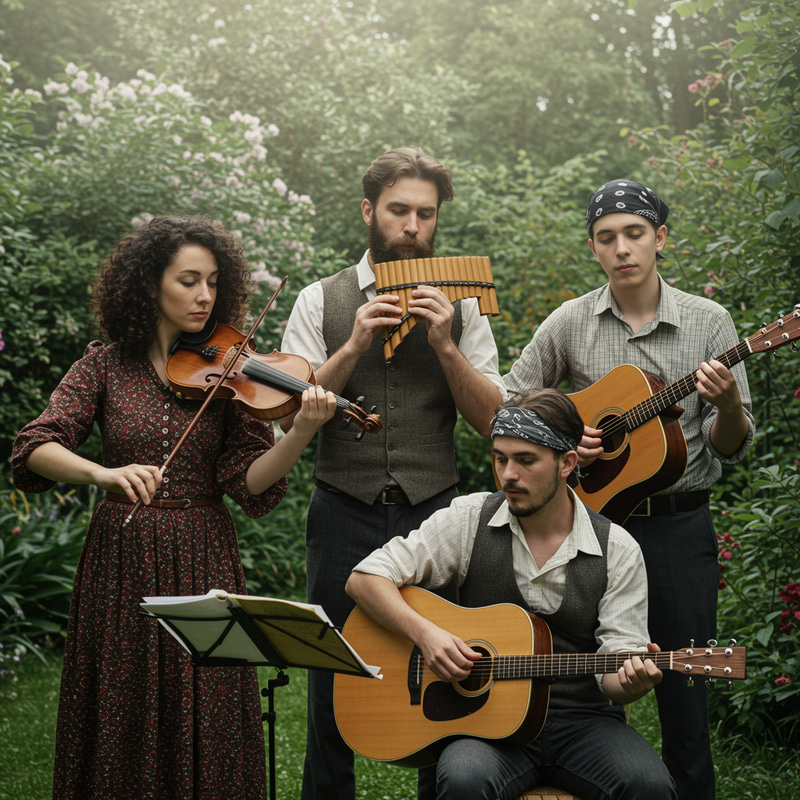 Impressionist Musical Group Performing Instruments