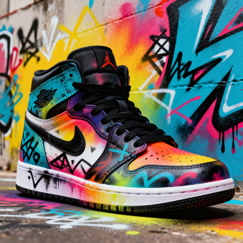 Stylish Sneakers with Unique Airbrush Design