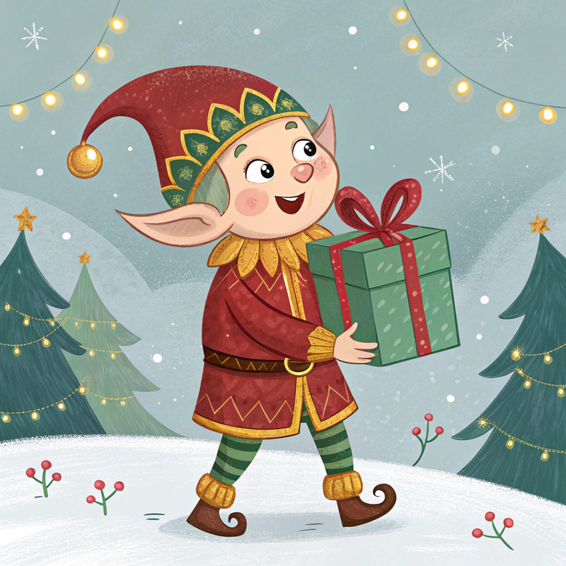 Charming Rich Christmas Elf Illustration Charming Rich Christmas Elf Illustration
