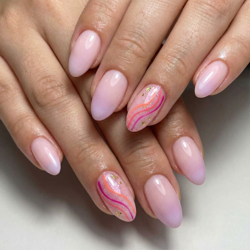 Elegant Almond-Shaped Nails with Subtle Colors Elegant Almond-Shaped Nails with Subtle Colors