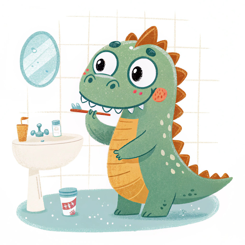 Cute Dinosaur Brushing Teeth - Fun for Kids Cute Dinosaur Brushing Teeth - Fun for Kids