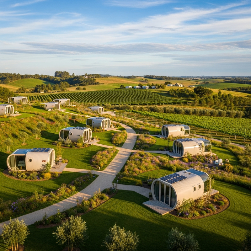 Eco-Friendly Capsule Cabin Resort on 100 Acres