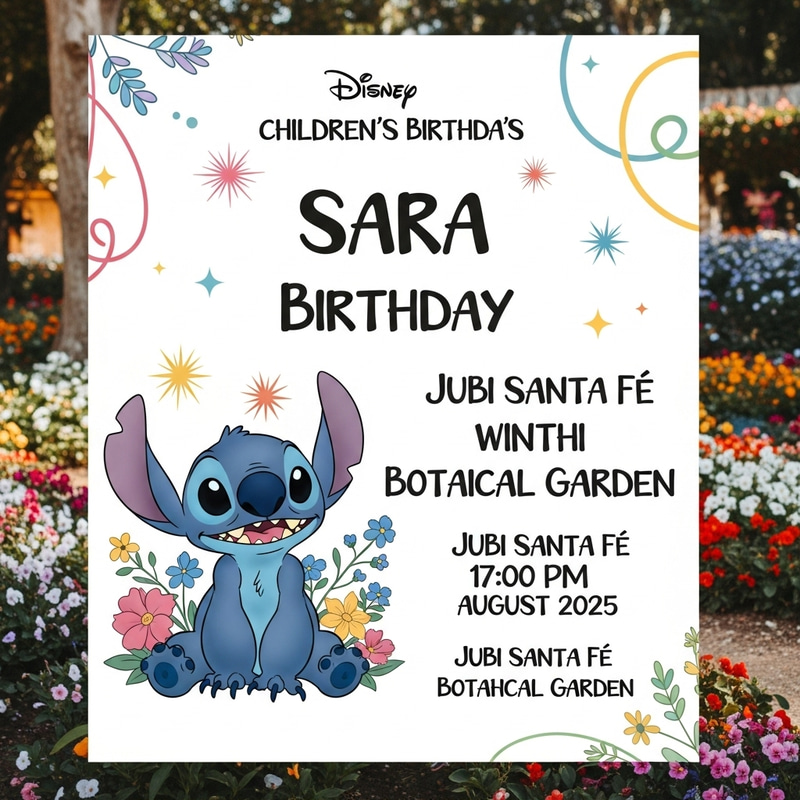 Stitch Birthday Invitation for Sara - Jubi Santa Fé Stitch Birthday Invitation for Sara - Jubi Santa Fé