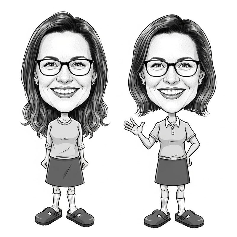 Fun Cartoon Character Sketch in Black and White