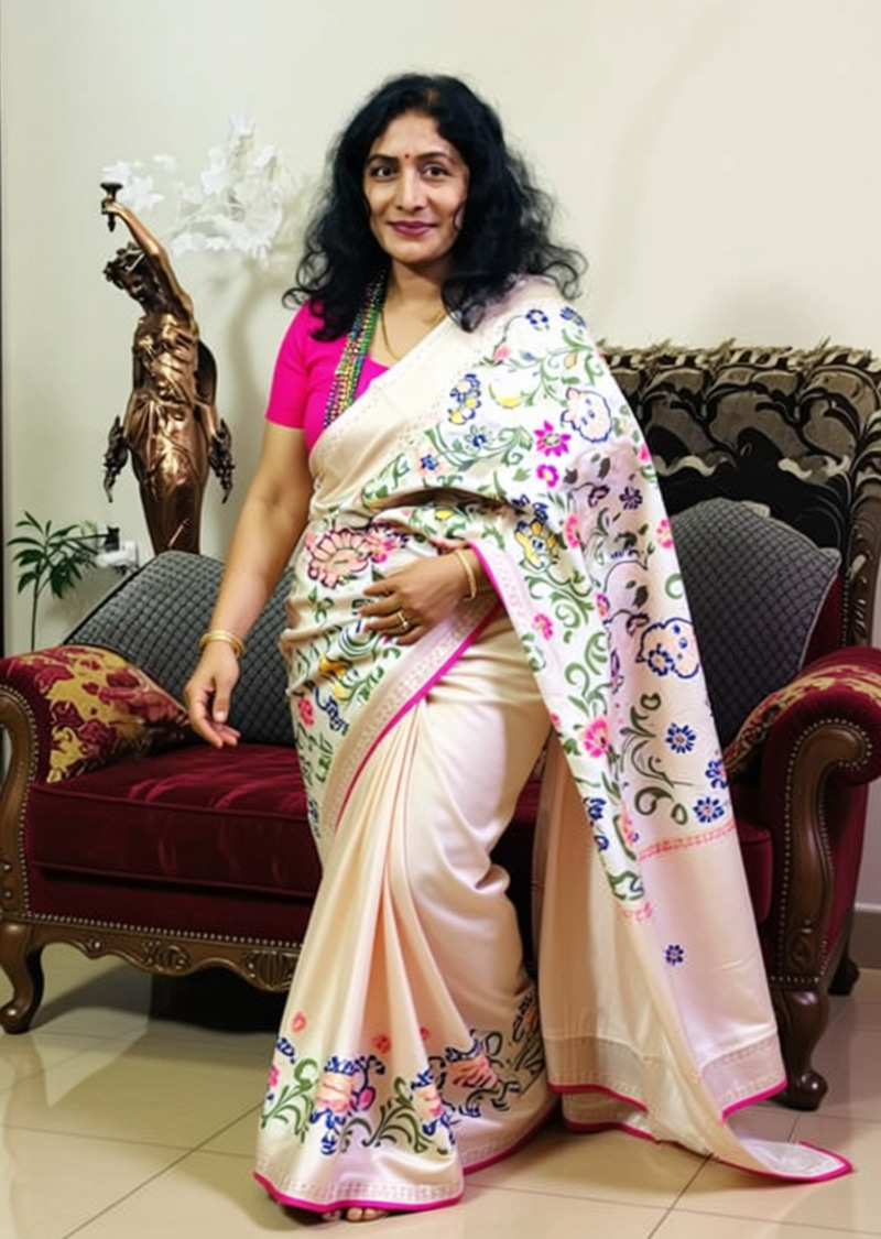 Indian Woman in Saree Walking Gracefully Indian Woman in Saree Walking Gracefully