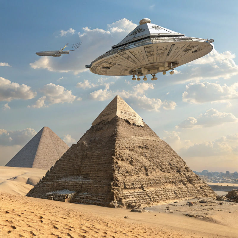 Spaceship Over Egyptian Pyramid - A Stunning View
