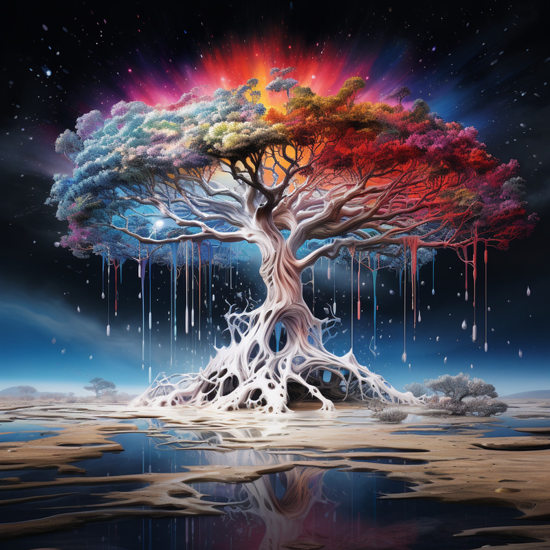 Surreal Metallic Liquid Raining on a Disfigured Tree Surreal Metallic Liquid Raining on a Disfigured Tree