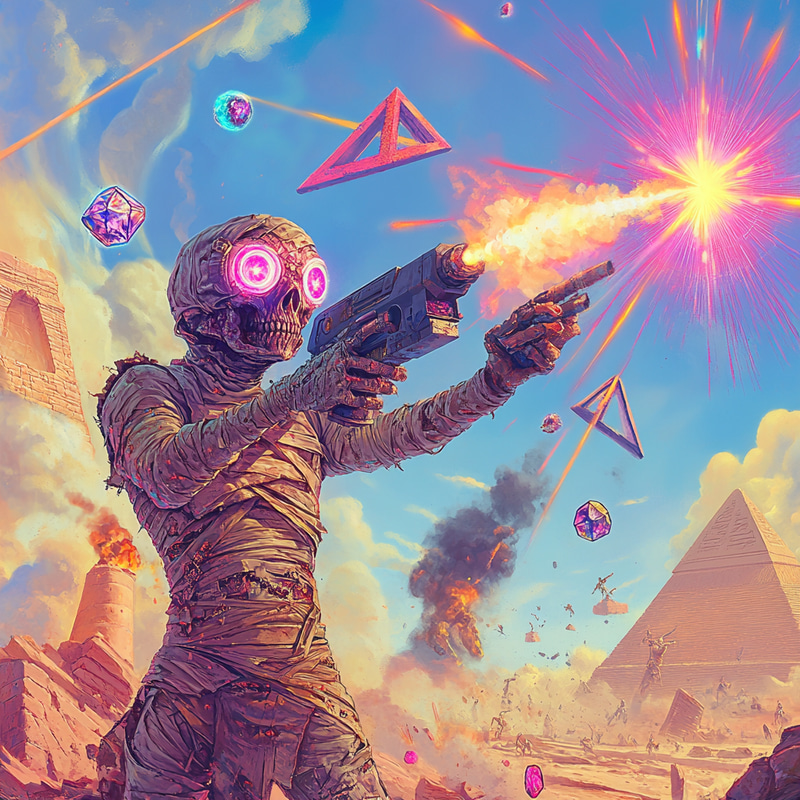 Surreal Mummy Shooting Laser Guns in Egypt Surreal Mummy Shooting Laser Guns in Egypt