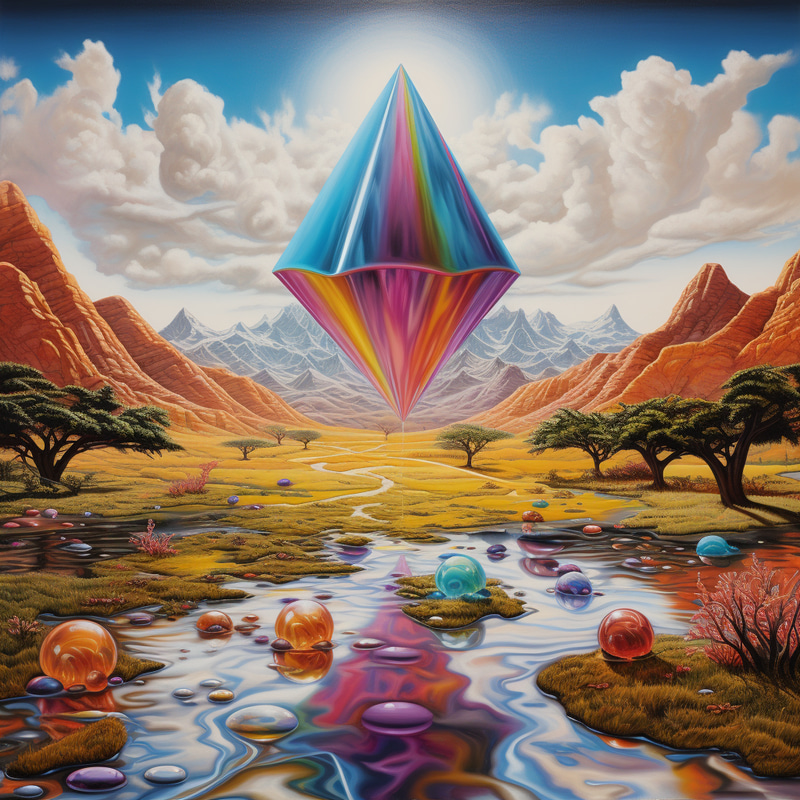 Surreal Geometric Object Over Mystical Landscape Surreal Geometric Object Over Mystical Landscape