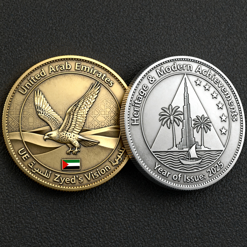 Falcon Coin Featuring UAE Heritage & Modern Design Falcon Coin Featuring UAE Heritage & Modern Design
