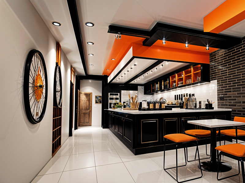Budget-Friendly Orange and Black Cafe Design Budget-Friendly Orange and Black Cafe Design
