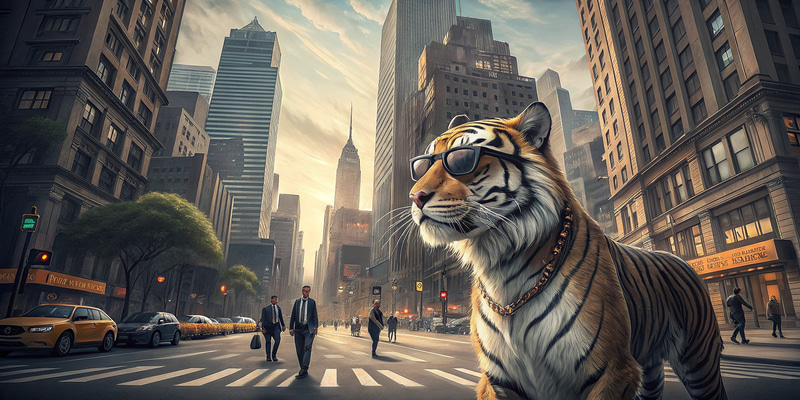 Tiger in Sunglasses: Urban Adventure Tiger in Sunglasses: Urban Adventure