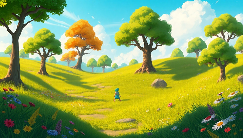 Vibrant 2D Game Background for Fantasy Adventures Vibrant 2D Game Background for Fantasy Adventures