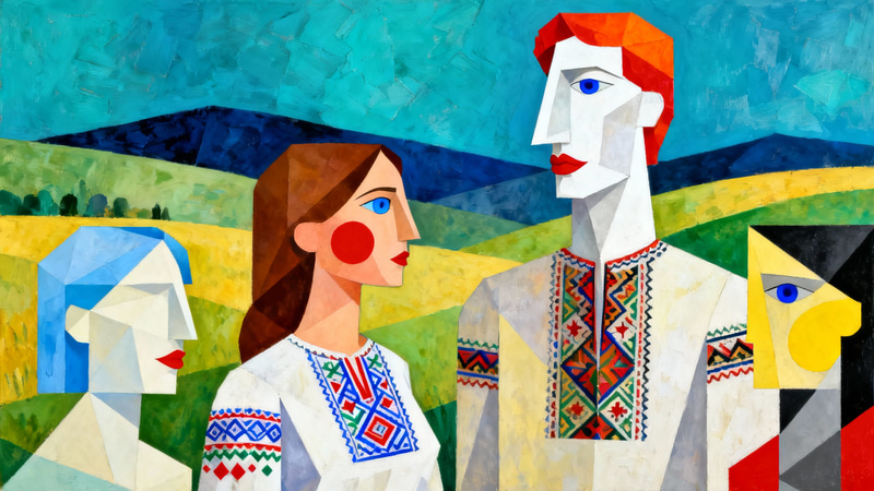 Vibrant Cubist Painting Inspired by Matisse