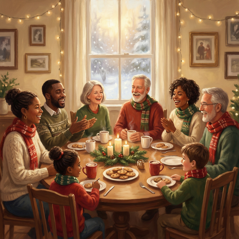 Joyful Holiday Mental Health Gathering Scene