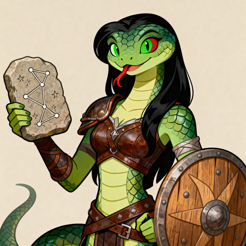 Serpent Woman Character Design in Cartoon Art Serpent Woman Character Design in Cartoon Art
