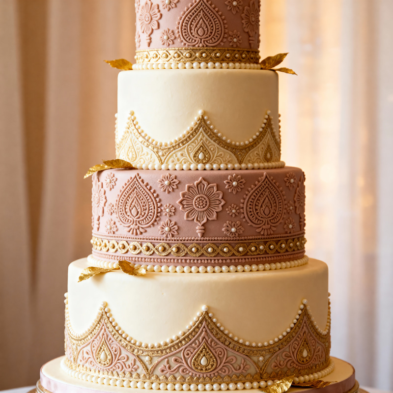 Elegant Indian-Inspired 4 Tier Cake Design
