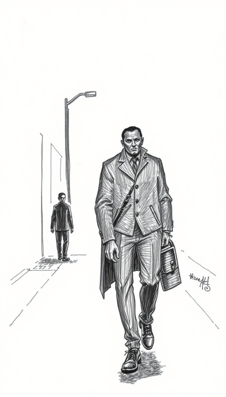 Mysterious Man in Shadows - Pen and Ink Art Mysterious Man in Shadows - Pen and Ink Art