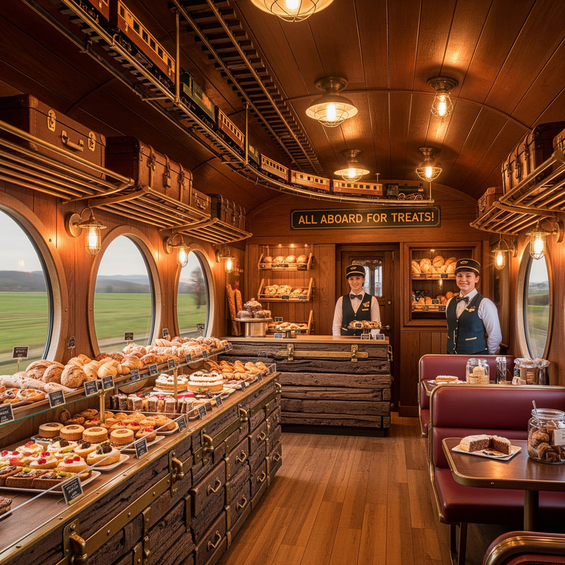 Railway Theme Bakery Shop - Freshly Baked Delights