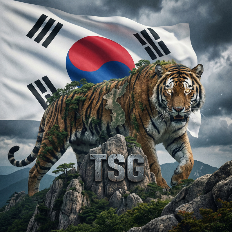 Mudeungsan Tiger with TSG on Taegukgi Background