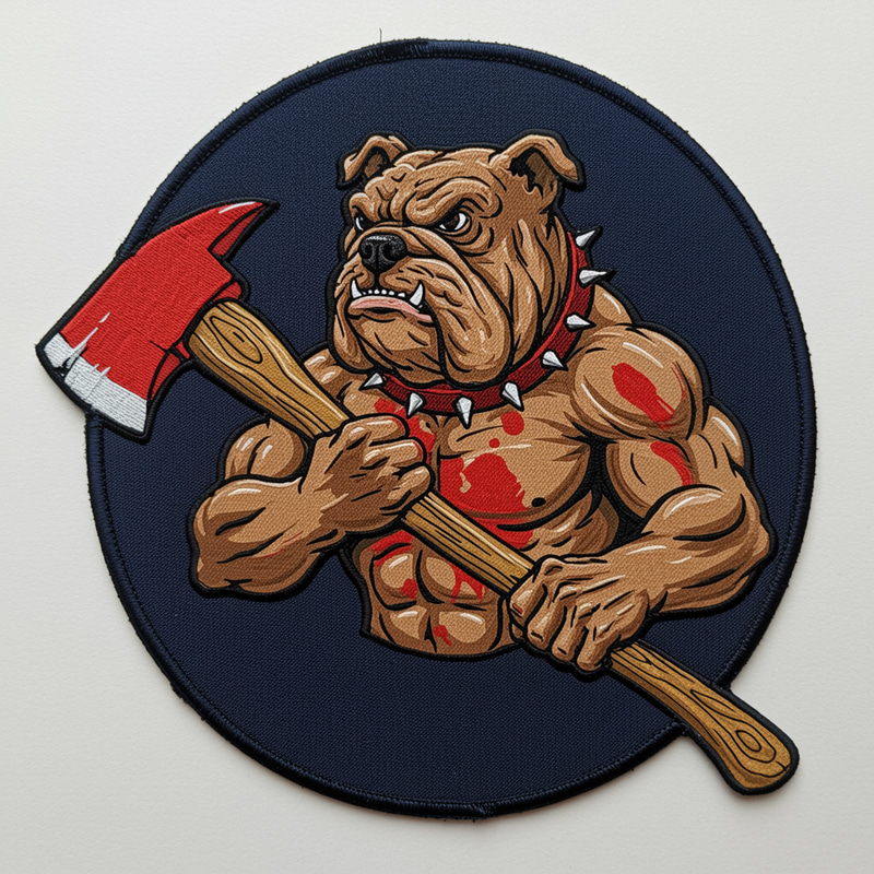 Bulldog Patch with Fire Axe - Unique Design Bulldog Patch with Fire Axe - Unique Design