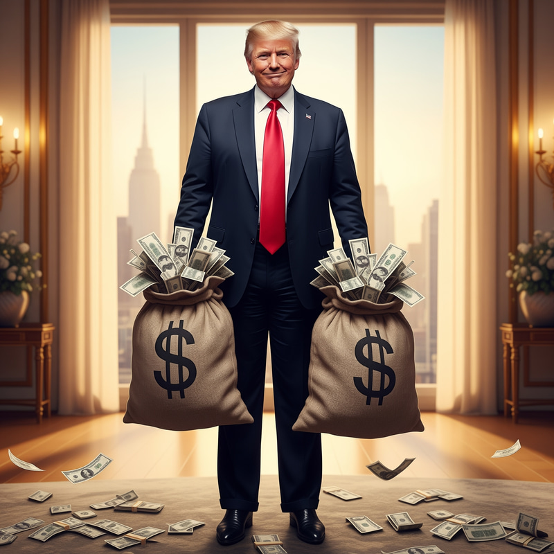 Donald Trump with Money Bags: A Wealthy Icon Donald Trump with Money Bags: A Wealthy Icon