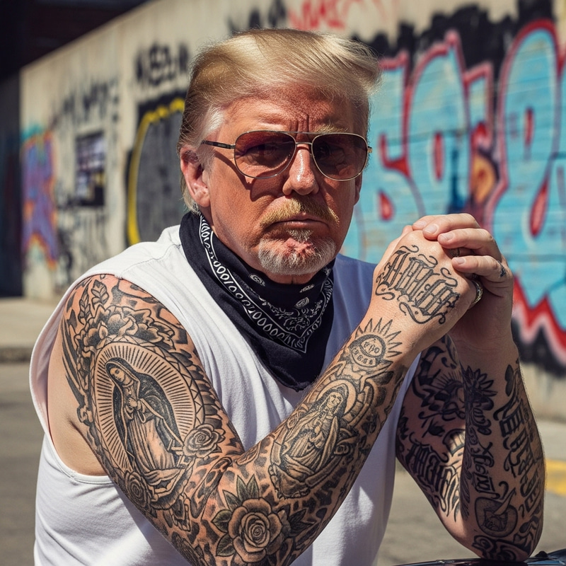 Cholo Donald Trump with Glasses - Unique Artwork Cholo Donald Trump with Glasses - Unique Artwork