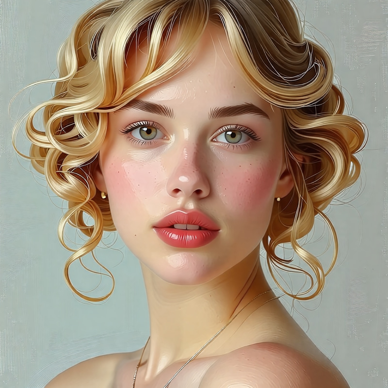 Soft Pastel Portrait Painting - Elegant Woman with Blonde Hair Soft Pastel Portrait Painting - Elegant Woman with Blonde Hair