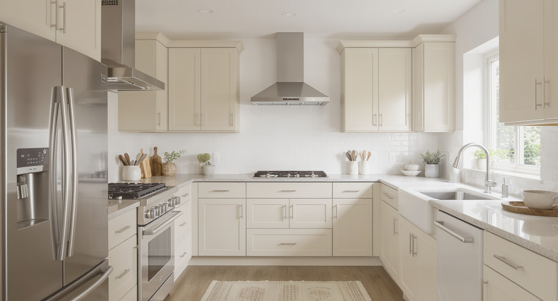 Modern Kitchen with Bungalow Beige Cabinets Modern Kitchen with Bungalow Beige Cabinets