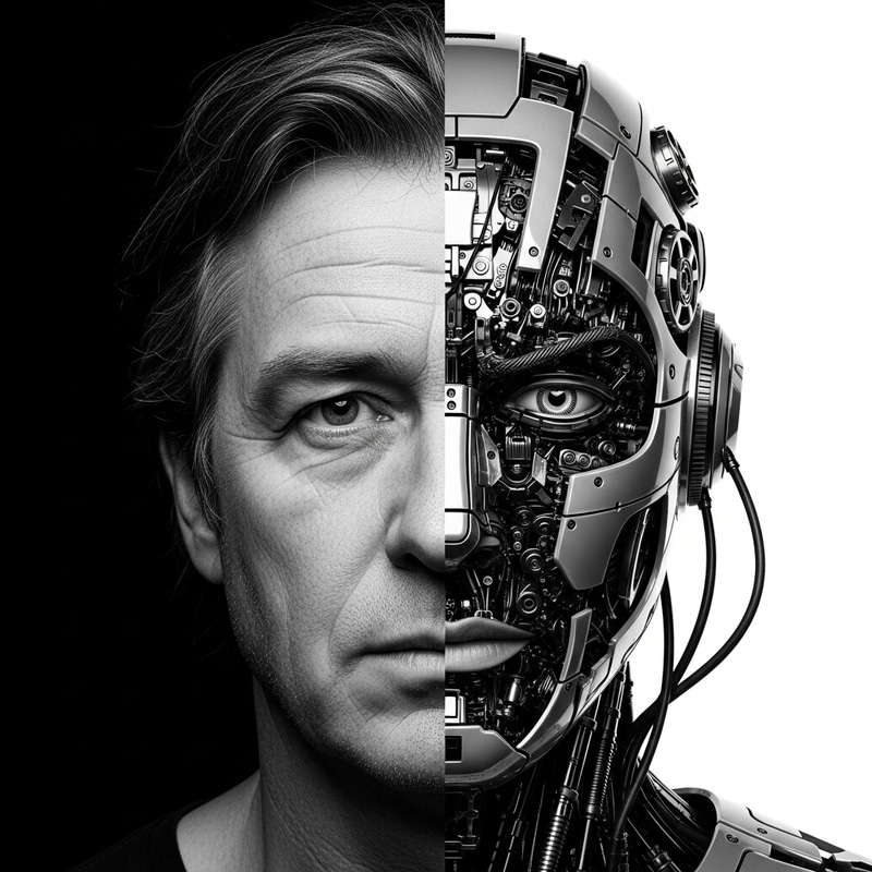 Robotic and Human Face: A Stunning Juxtaposition