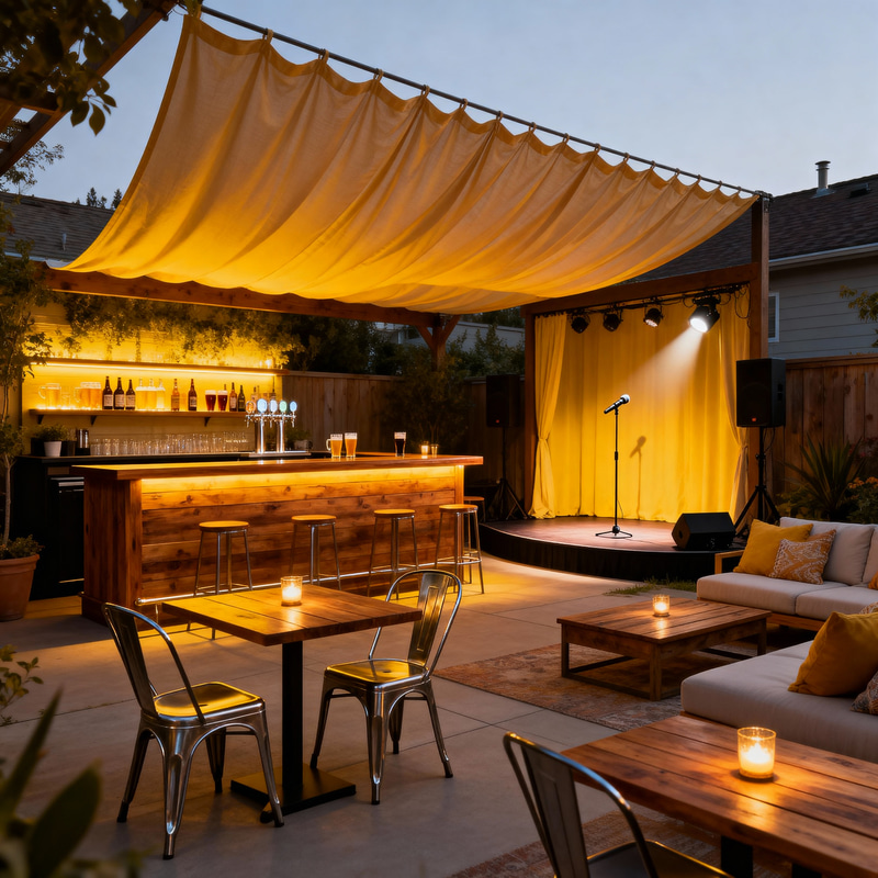 Cozy Backyard Design with Bar & Relaxation Area Cozy Backyard Design with Bar & Relaxation Area