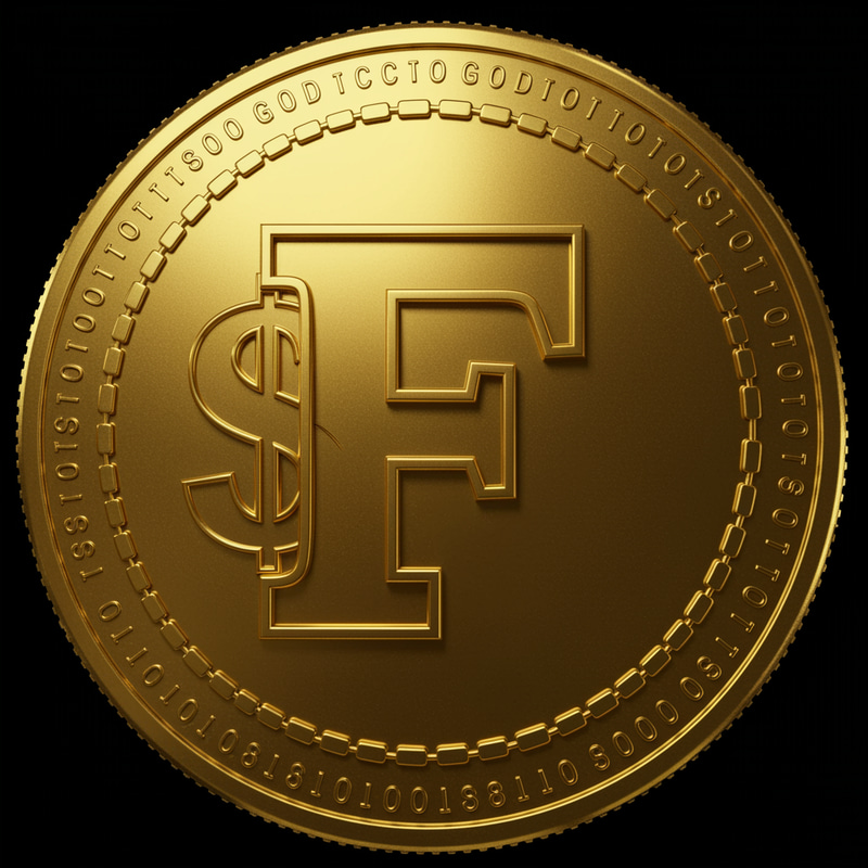 Contemporary Gold Coin with Capital F Design Contemporary Gold Coin with Capital F Design
